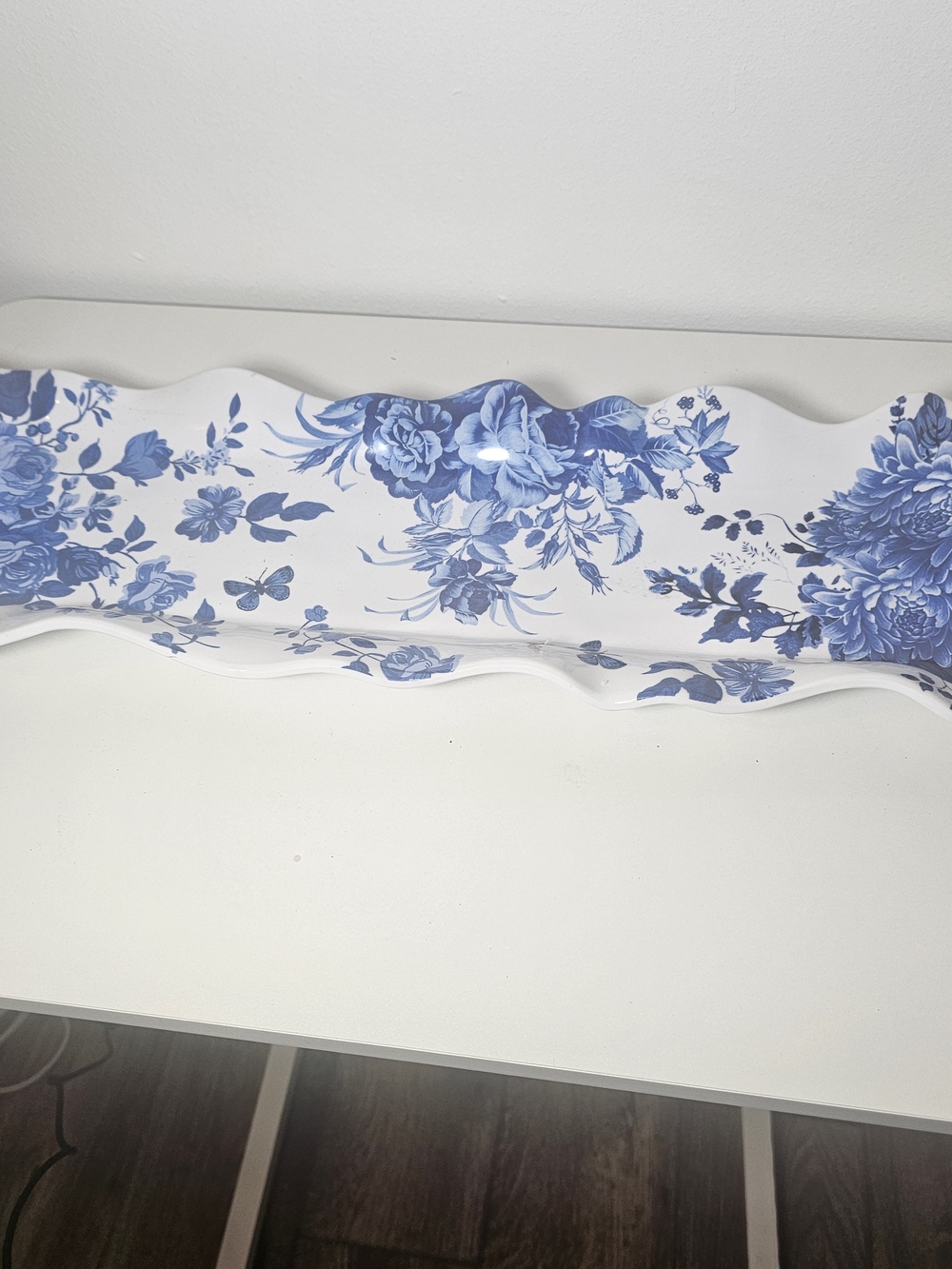 shabby chic blue floral melamine serving tray